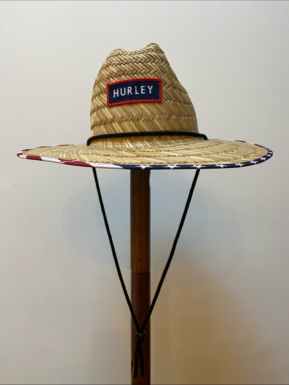 Hurley Straw Sun Hat with American Flag  Brim